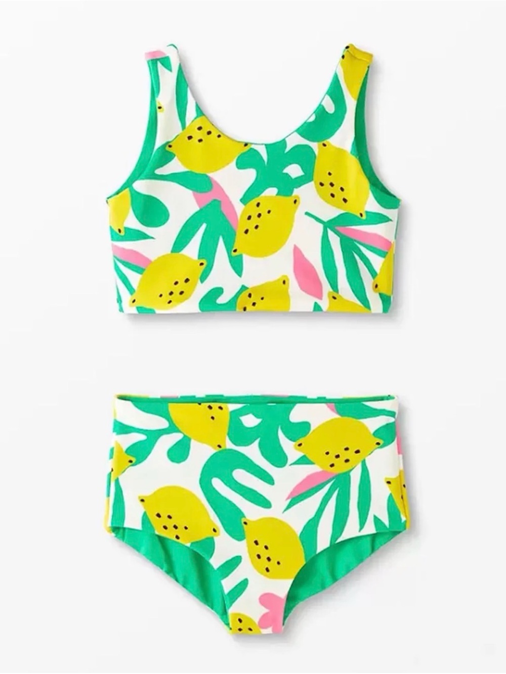 Hanna Andersson Reversible Bikini Lemon/Green Size 6-7